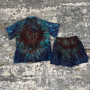NEW Tie-Dye Shirt and Short Co- Ord Set